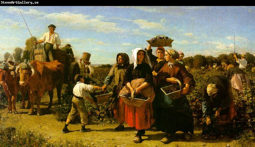 Jules Breton The Vintage at the Chateau Lagrange